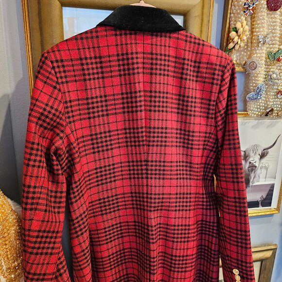 Banana Republic Red Plaid Captains Blazer Size 4 - Picture 4 of 12
